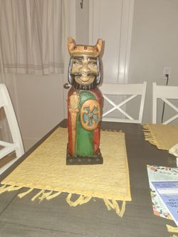 Mid Century Vintage Wooden Carved Bottle Holder Made In Italy