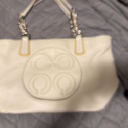 Vintage Coach Colette Leather Op Art Logo Tote Bag
