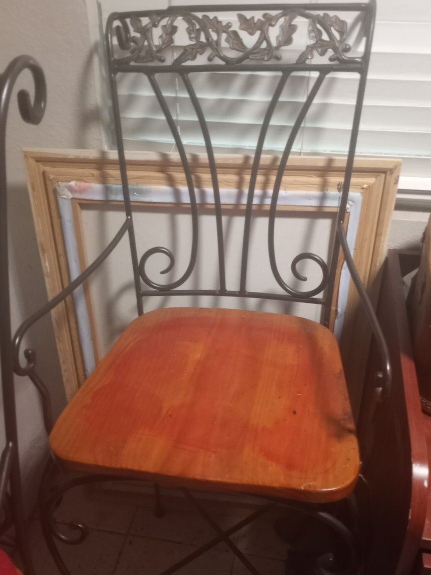 2 Bar Stool All Metal And Wood