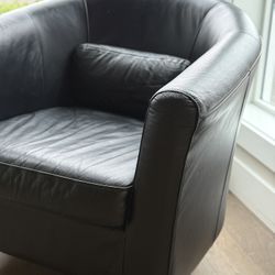 IKEA Lounge Chair – Black Leather & Maple Wood Legs - Great Condition