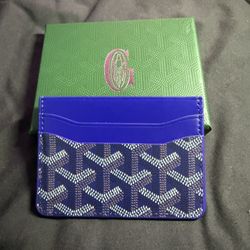 Blue Card Holder Genuine leather 