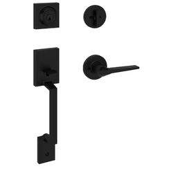 Belleview Antique Brass Single Cylinder Door Handleset with Tylo Door Knob Featuring SmartKey Security