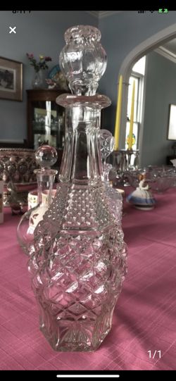 Fancy Cut Glass Decanter Beautiful! New!