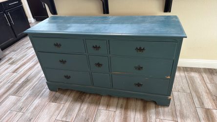Free Teal Painted Wood Dresser with 9 Drawers