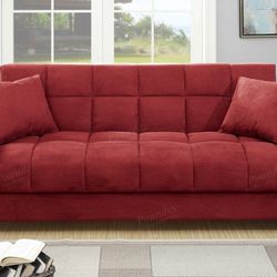 Brand new 84" × 47" red storage sofa futon