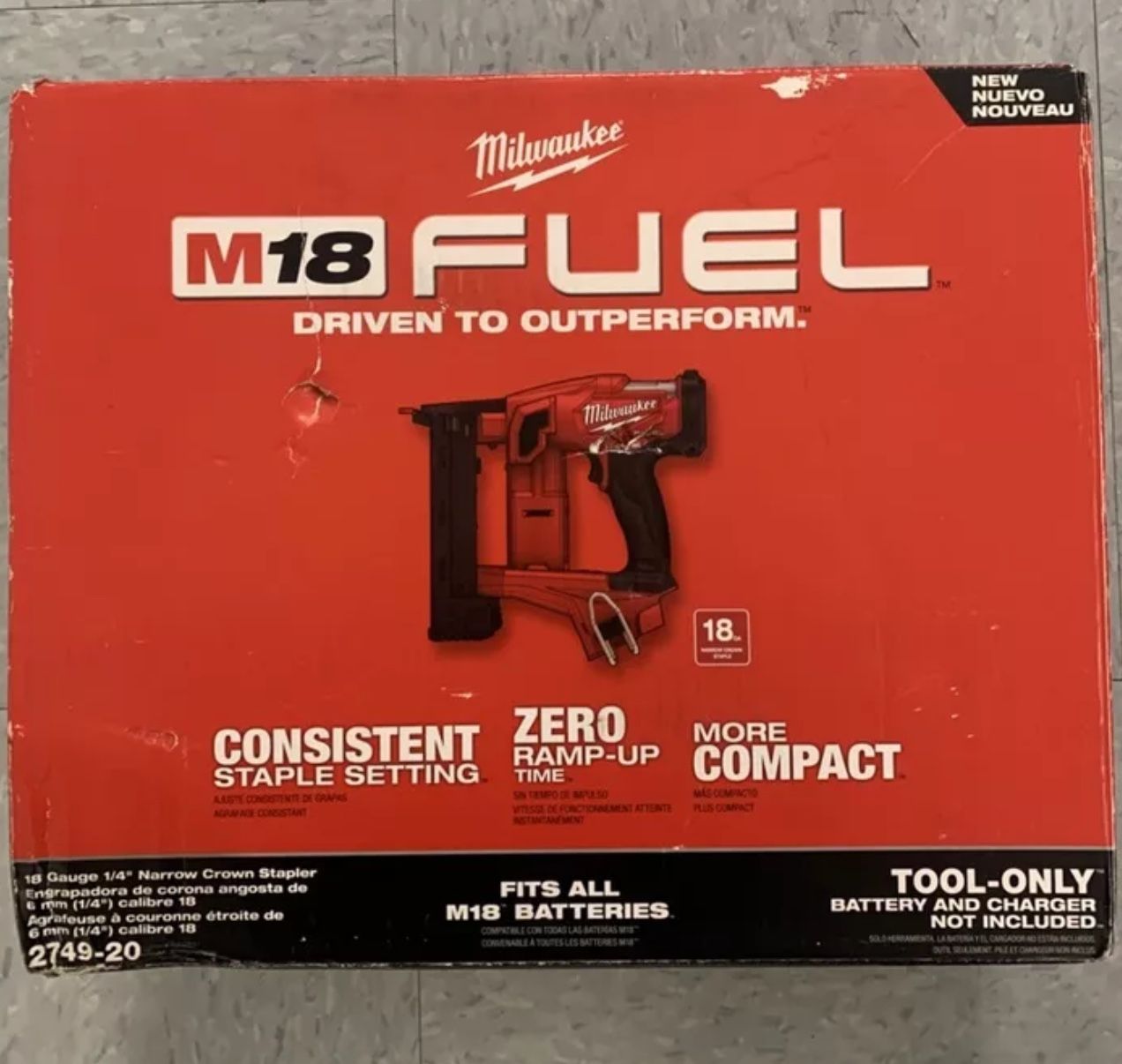 Milwaukee 2749-20 M18 Fuel Lithium-Ion 18 Gauge 1/4 in. Cordless Narrow Crown Stapler (Tool Only)