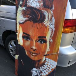 Large Audrey Hepburn print on canvas (54"H x 27"W)
