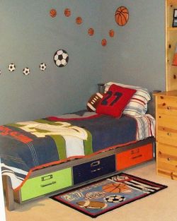 IKEA metal bed frame with locker style drawers