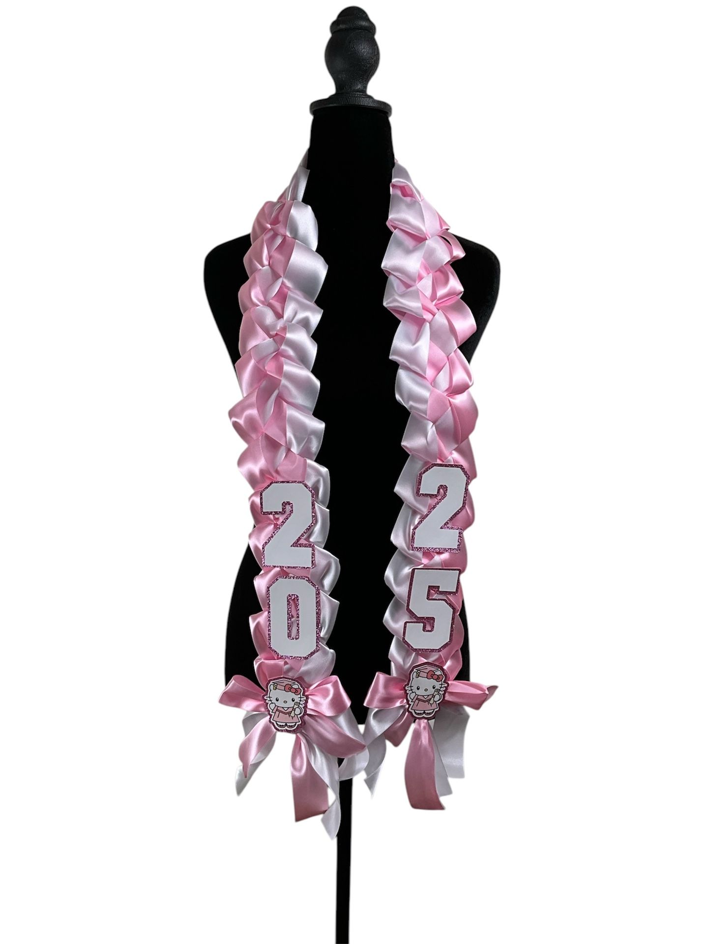 Hello Kitty 2025 Graduation Lei Pink And White 1-1/2 inch Satin Ribbon