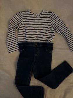 Girls Striped Top and Jeans Set
