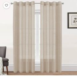 New Primebeau Semi Sheer Linen Curtains Light Filtering Natural Linen Blended Grommet Draperies, 52 x 108 inch, 2 Panels color Linen