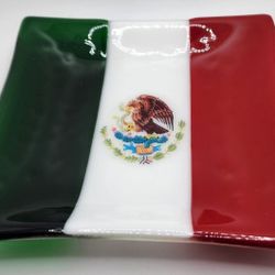 Decorative Mexican Flag Glass Plate 