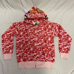 Bape Hoodie Pink Zip Up Size XL