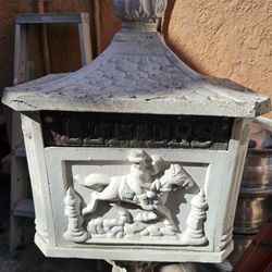 Vintage Cast Metal Pedestal Mailbox 