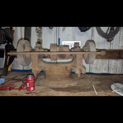 Old Stone Bench Grinder Belt Drive 