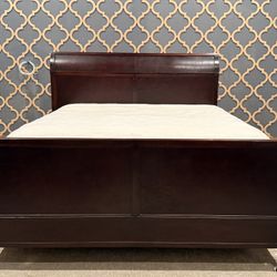 Bedroom Set - Sold Together or By Piece - Hand Made Solid Wood & Leather (Cal King Bed, Tall & Wide Dressers, Cabinet, Nightstands)