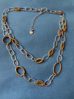 Talbots Link Chain Neckslxe Gold Twisted Rope Sliver Tones