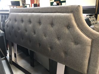 Brand new king gray headboard with metal frame
