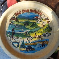 Vintage 1970s Great Smoky Mountains Bamboo Serving Tray 