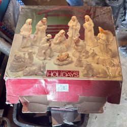 All White Vintage Nativity Set