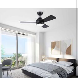 42 Inch Ceiling Fans with Lights, Black Ceiling Fan with Light and Remote Control, Reversible, 6 Speeds, 3CCT, Dimmable, Modern LED Ceiling Fan for Be