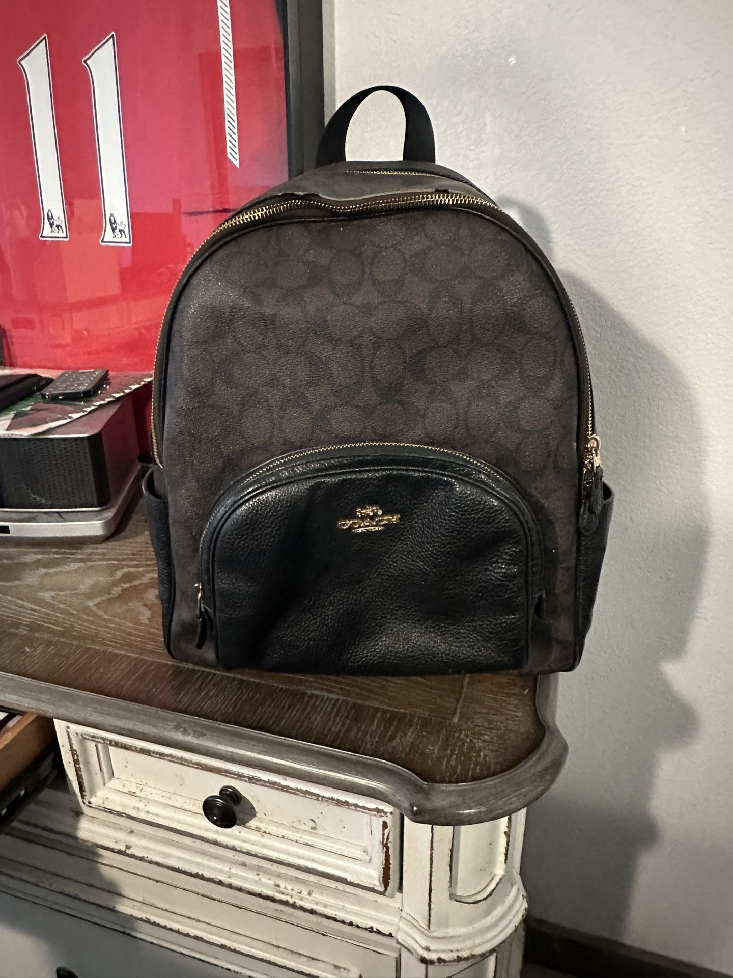 Coach Large Court Backpack In Signature Canvas