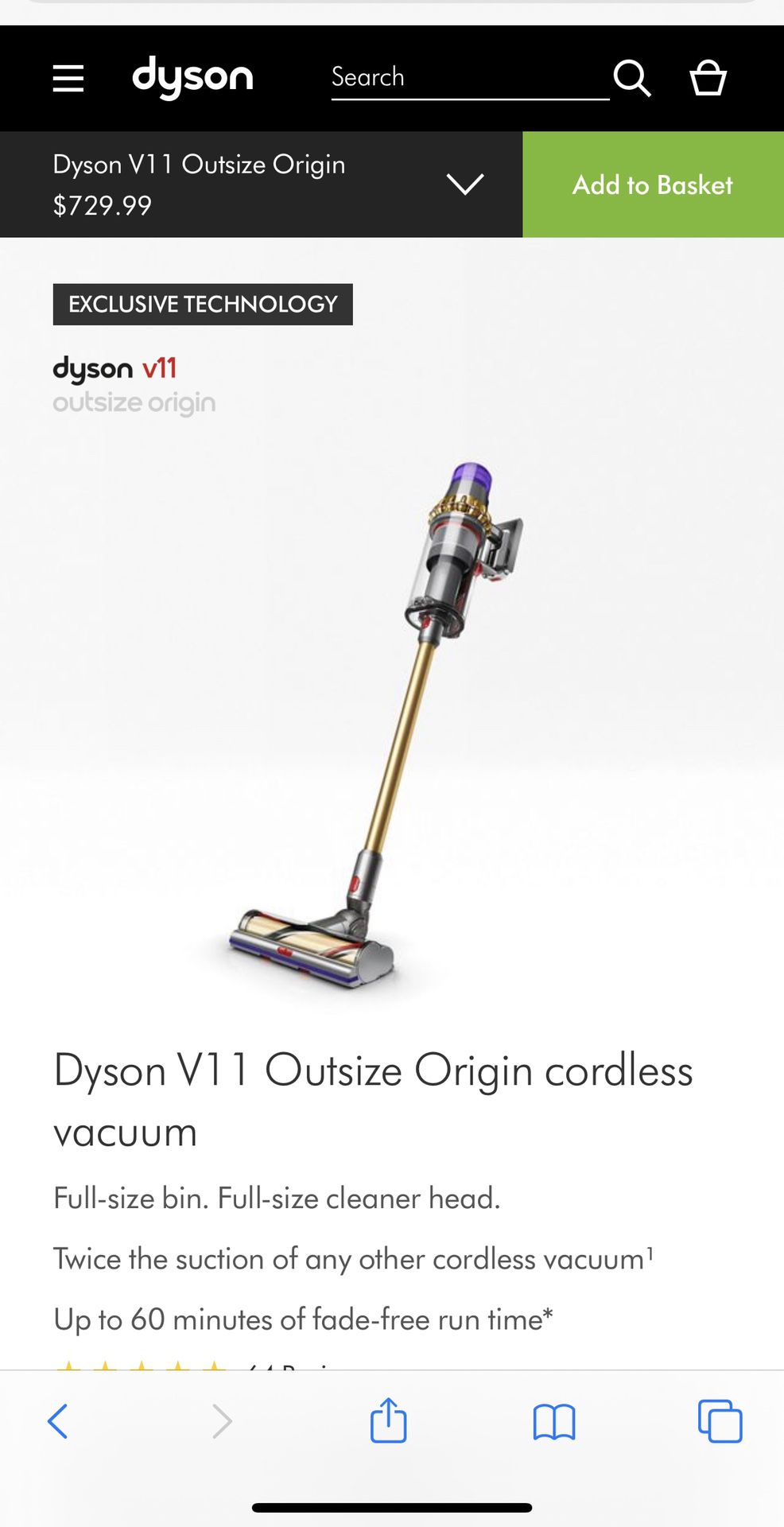 BRAND NEW/SEALED Dyson V11 Outsize Origin cordless vacuum Full-size bin. Full-size cleaner head. Twice the suction of any other cordless vacuum¹ Up