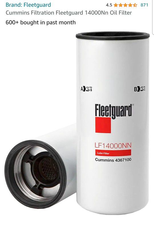 Cummins New Fleetguard 14k Oil Filter
