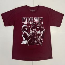 Taylor Swift The Eras Tour Maroon Wine T-Shirt Official Concert Merch Size XL