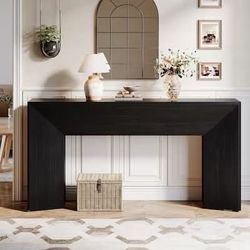 63 inch W Rectangular Black Console Table for Hallway Living Room Easy Assembly