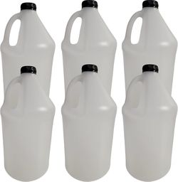 Plastic Jug Reusable 1-Gallon (6 PACK) Food-Safe, BPA Free | Heavy-Duty HDPE, With Black Tamper Evident Screw Caps | Food Grade - BPA Free