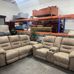 Free Delivery* Brown Microfiber Sofa Love Seat Set