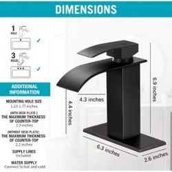 Black Single Hole Bathroom Faucet Waterfall 