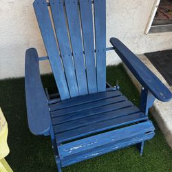 Folding Adirondack Patio Chair Blue Hampton Bay 