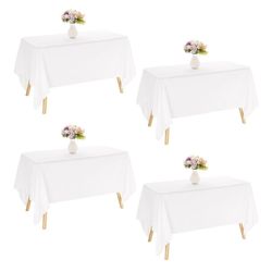 12 White Rectangle  Table Cloths 6ft