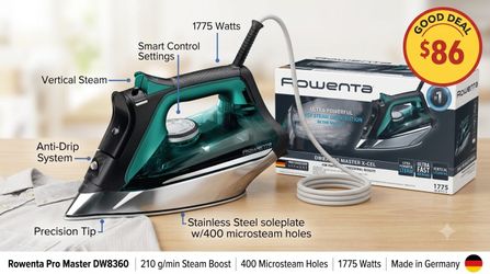 Soleplate Steam Iron for Clothes, Anti-Drip Protection,