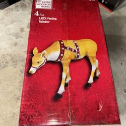 Like New 4.5 ft. Blow Mold Feeding Reindeer w/ Multicolor LED Lights Christmas Decor Yard Sculpture