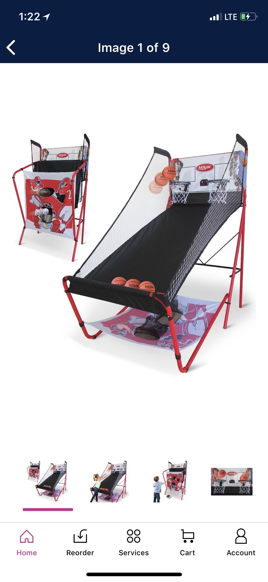 Majik 3-in-1 Triple Threat Sport Center with LED Scoring. basketball, football and baseball.