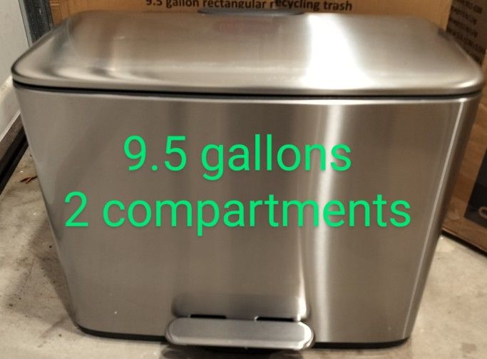 trash can/ 9.5 gallons/ two 18 liters compartments / stainless steel/ step on padel/new/ Innovaze