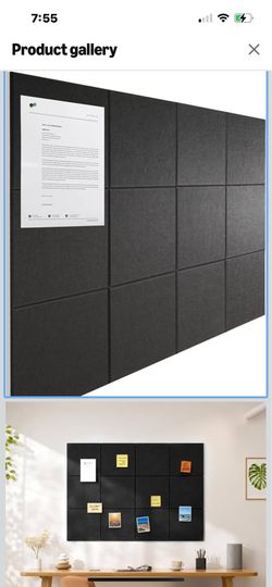 Sanakma 12-Pack Black Felt Wall Tiles / Cork Board Alternative (48" x 36") – NEW!