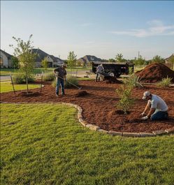 Mulch and rock for garden beds