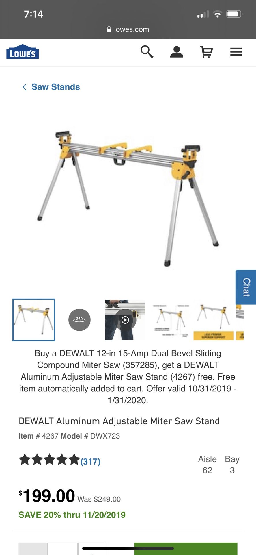 Dewalt aluminum adjustable miter saw stand sale