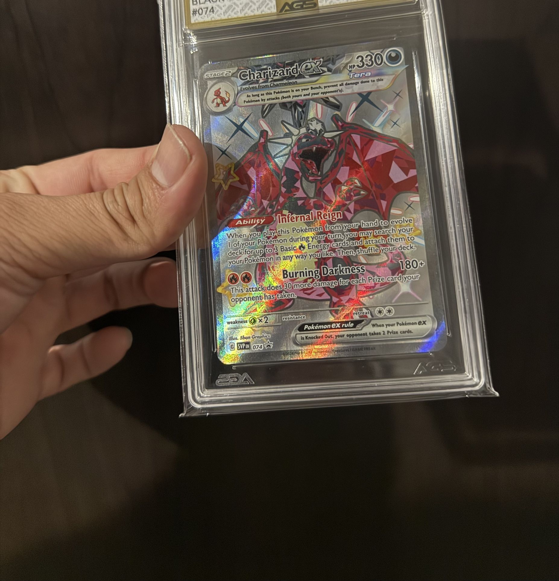 SLEEK Golden Label Charizard ex 074 Sv: Scarlet & Violet Promo Card Holo AGS 9.5 MINT+