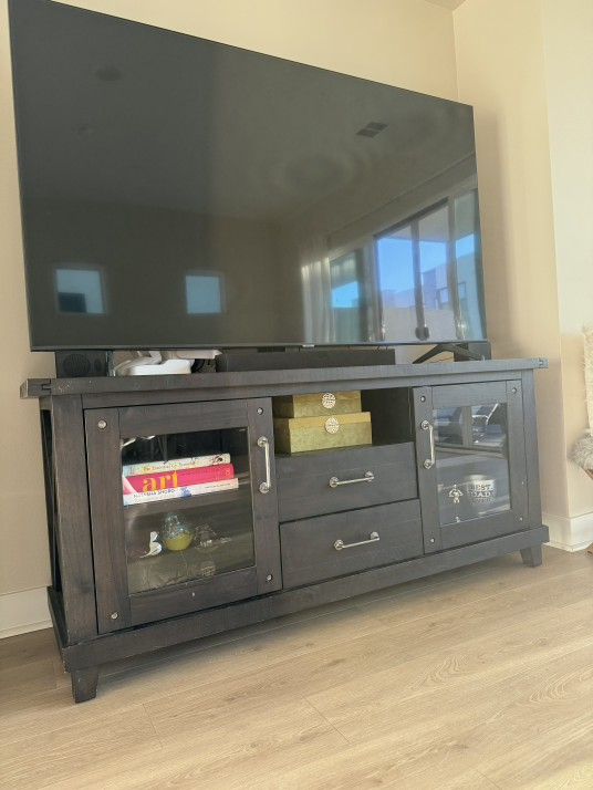 Large Solid Wood TV Stand.