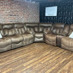 Delivery Available dark brown L shape recliner sectional sofa couch