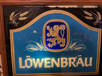Vintage Lowenbrau Beer Glass Front Lighted Bar Sign 1982 The Miller Brewing Co.
