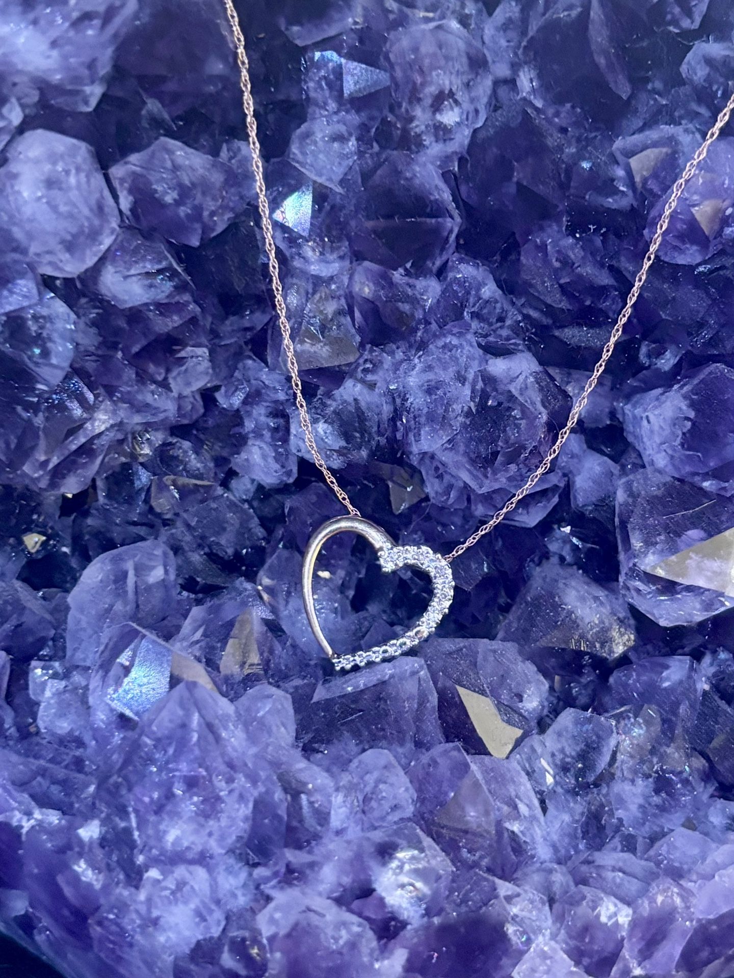 Woman’s Diamond Heart Shaped Pendant On 10K Yellow Gold