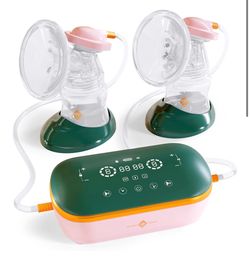 Portable Breast Pump with Silicone Flanges - Cordless for Travel - Compact Electric Breastmilk Pump - Wall Plug Provided - Double