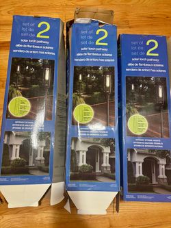NEW!! Solar Torch Pathway Lights Set of 2 – 3 Boxes