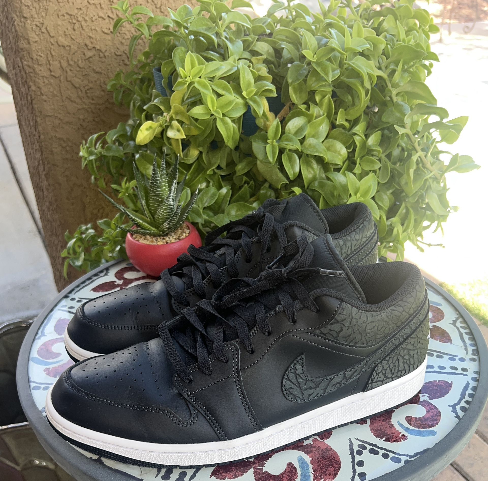 Nike Air Jordan 1 Low Se Elephant Print Off Noir-Black-White Sz 13 [FB9907-001]
